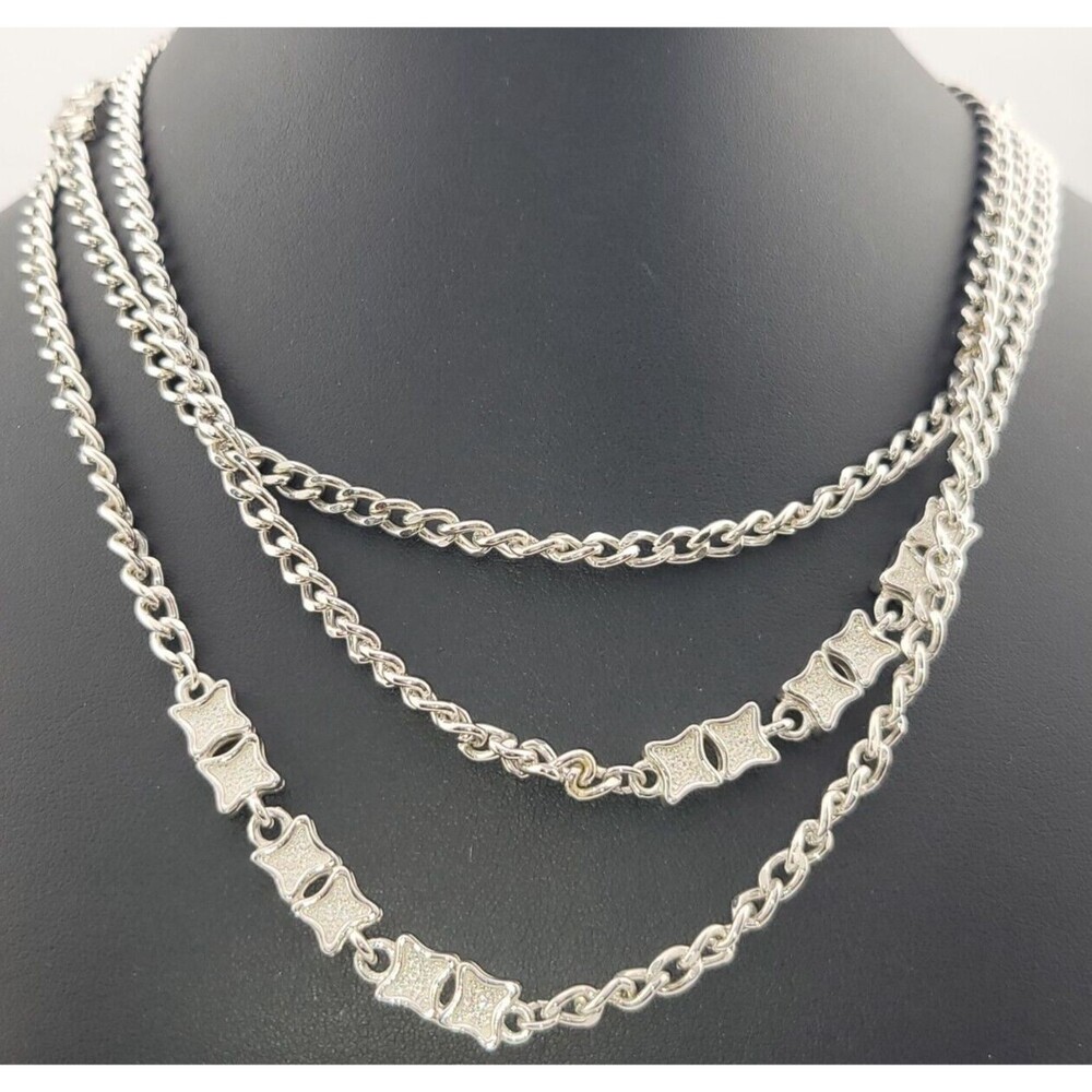 Unique Vintage Monet Silver Tone 56" Chain Opera Flapper Necklace